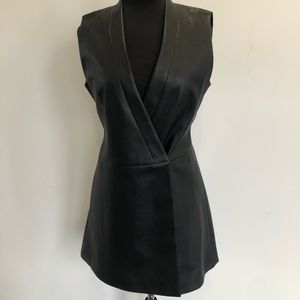 BCBG faux leather top